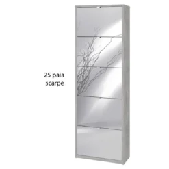 Scarpiera 25 paia 5 Ante Specchio Ribalta Doppia Grigio Porta Scarpe Salvaspazio