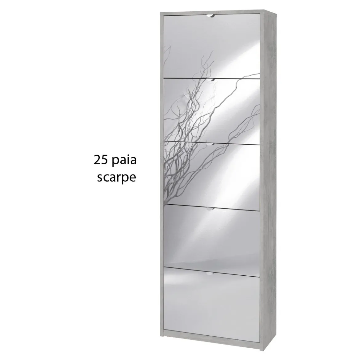 Scarpiera 25 paia 5 Ante Specchio Ribalta Doppia Grigio Porta Scarpe Salvaspazio