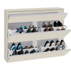 Scarpiera Salvaspazio 3 Ante Ribalta Beige 24 Paia Scarpe da Ingresso