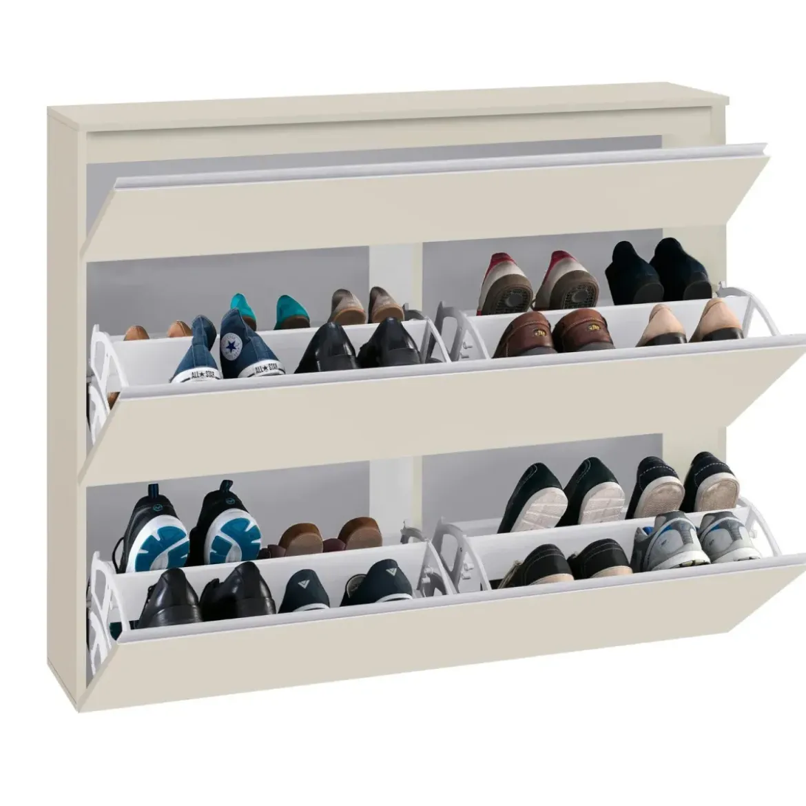 Scarpiera Salvaspazio 3 Ante Ribalta Beige 24 Paia Scarpe da Ingresso