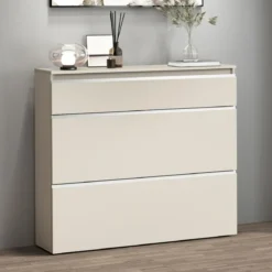 Scarpiera Salvaspazio 3 Ante Ribalta Beige 24 Paia Scarpe da Ingresso