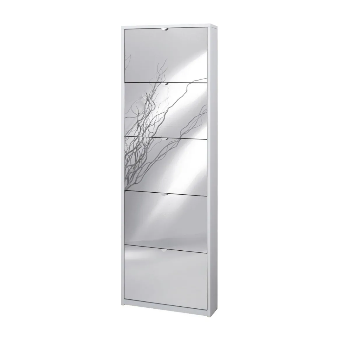 Scarpiera Slim 5 Ante con Specchio Ribalta Bianco Legno Porta Scarpe Salvaspazio