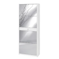 Scarpiera Slim Ossido 4 Ante a Specchio Ribalta Doppia con Cassetto Porta Scarpe