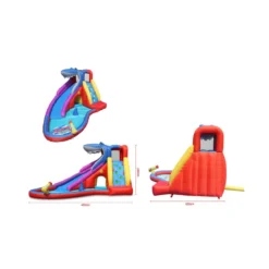 Scivolo Gonfiabile Castello Acquatico Gigante Squalo Vasca Palline Giochi Acqua