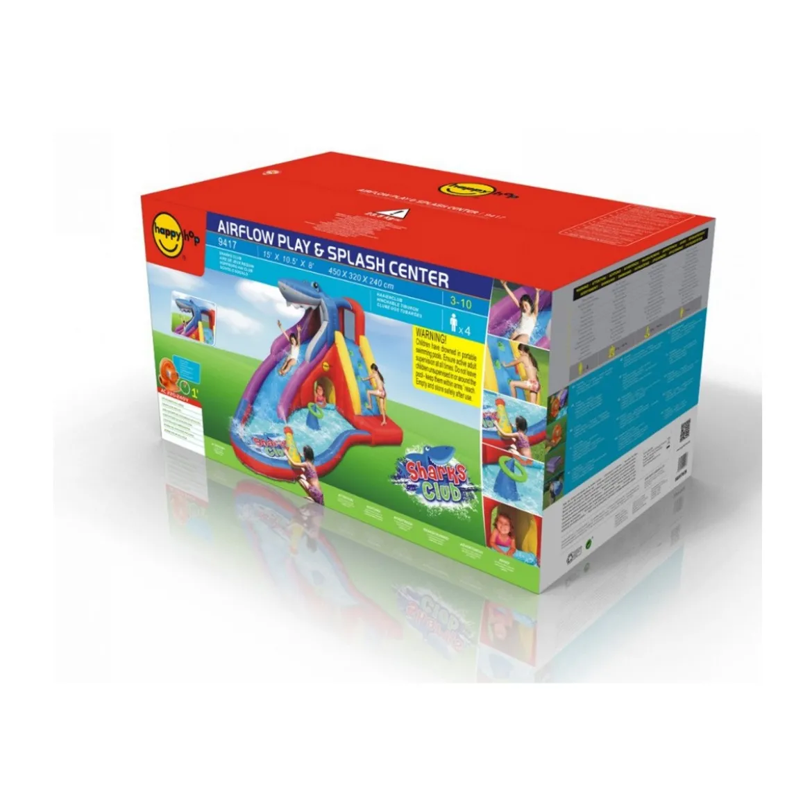 Scivolo Gonfiabile Castello Acquatico Gigante Squalo Vasca Palline Giochi Acqua