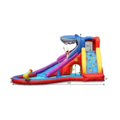 Scivolo Gonfiabile Castello Acquatico Gigante Squalo Vasca Palline Giochi Acqua