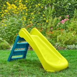 Scivolo per Bambini Pieghevole Salvaspazio a 3 Gradini in Plastica Verde
