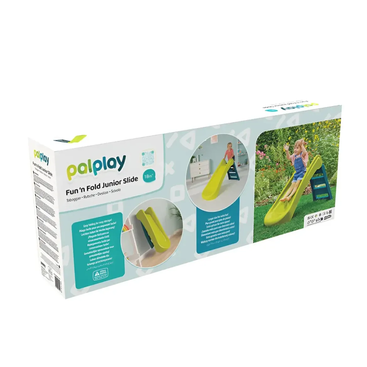 Scivolo per Bambini Pieghevole Salvaspazio a 3 Gradini in Plastica Verde