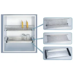 Scolapiatti da Incasso per Pensile Regolabile Organizzatore Piatti 76 cm