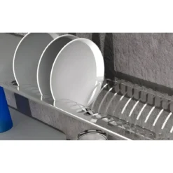 Scolapiatti per Cucina a Incasso con Vassoio Salvagocce per Piatti 86 cm