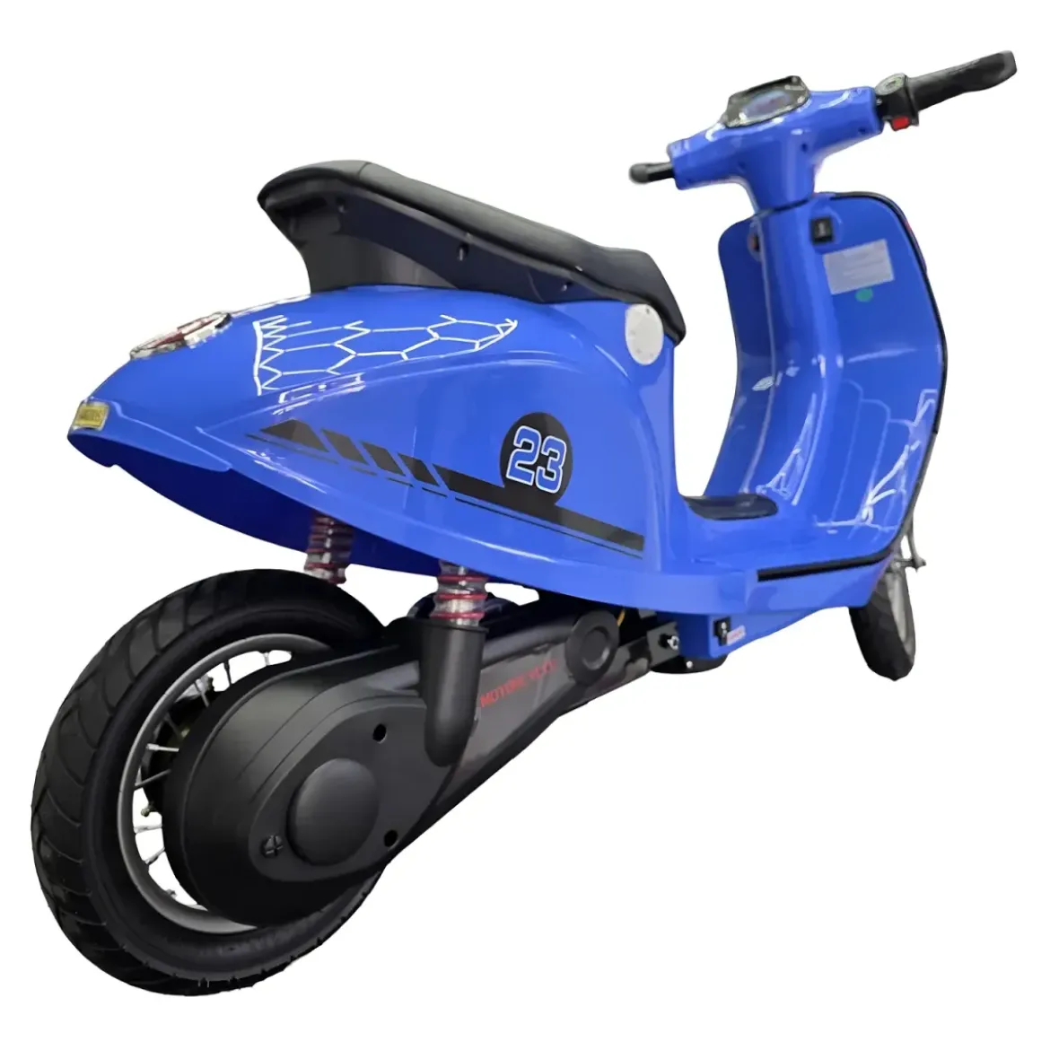 Scooter Elettrico Blu per Bambini 24V Sedile Pelle Ruote Pneumatiche