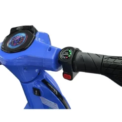 Scooter Elettrico Blu per Bambini 24V Sedile Pelle Ruote Pneumatiche