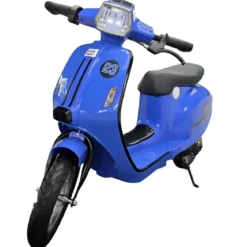 Scooter Elettrico Blu per Bambini 24V Sedile Pelle Ruote Pneumatiche
