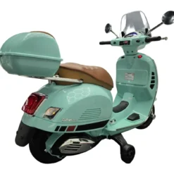 Scooter Elettrico per Bambini Vespa GT 12V Verde Sedile in Pelle Luci