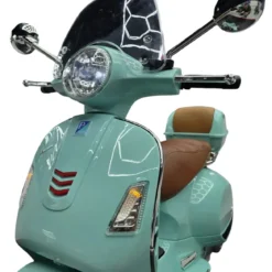 Scooter Elettrico per Bambini Vespa GT 12V Verde Sedile in Pelle Luci