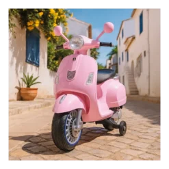 Scooter Elettrico per Bambini Happy Rosa Doppia Velocità e MP3