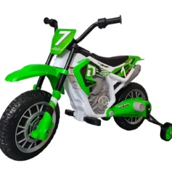 Scooter Motorino Elettrico per Bambini a Batteria 12 Volt Verde Moto da Cross