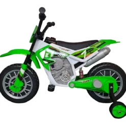Scooter Motorino Elettrico per Bambini a Batteria 12 Volt Verde Moto da Cross
