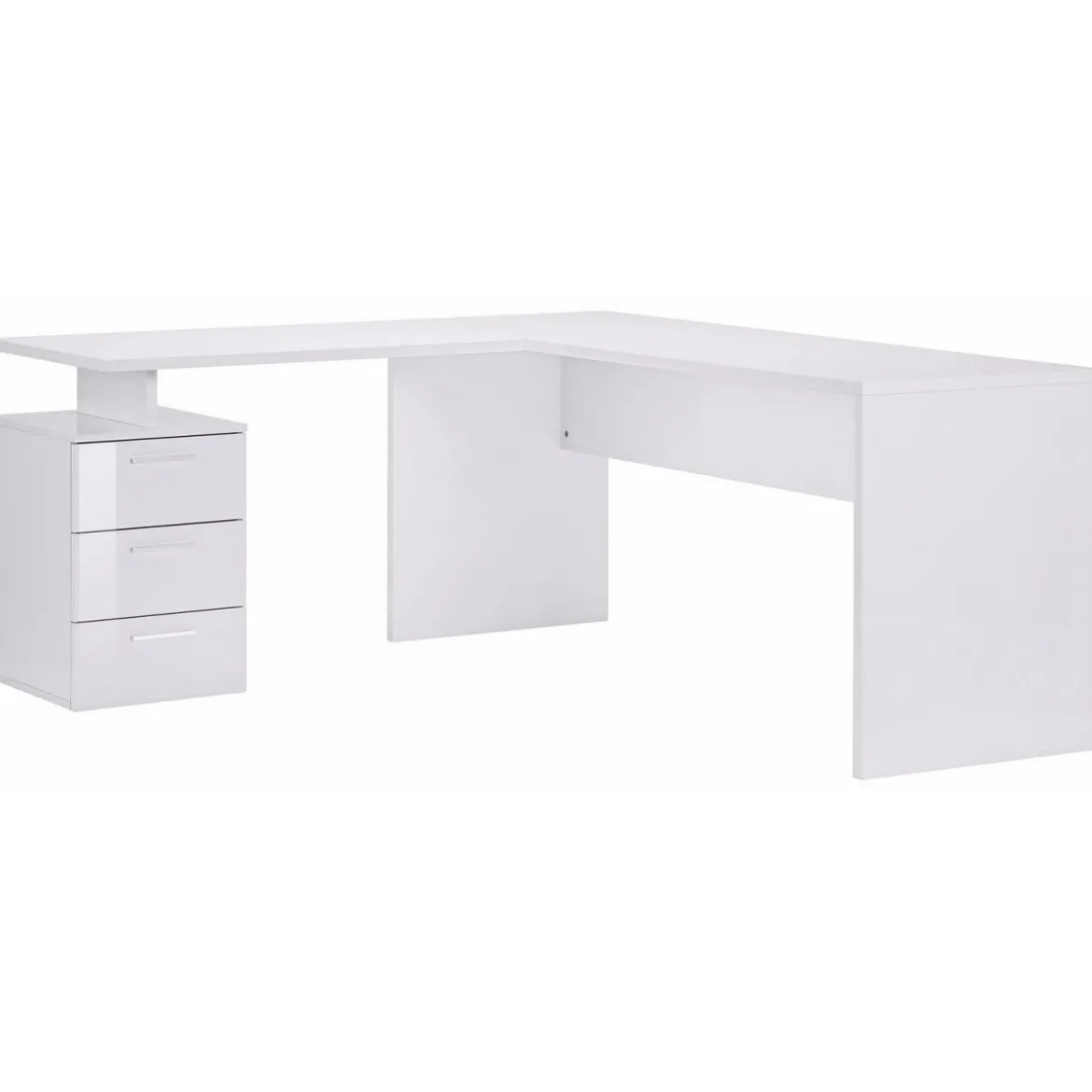 Scrivania Angolare Cassettiera Bianco Moderno Grande da Ufficio Cameretta