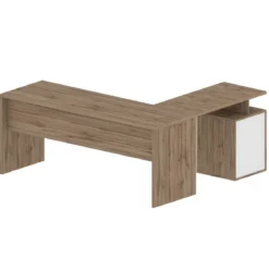 Scrivania Angolare Grande 180 Rovere da Ufficio con Cassettiera