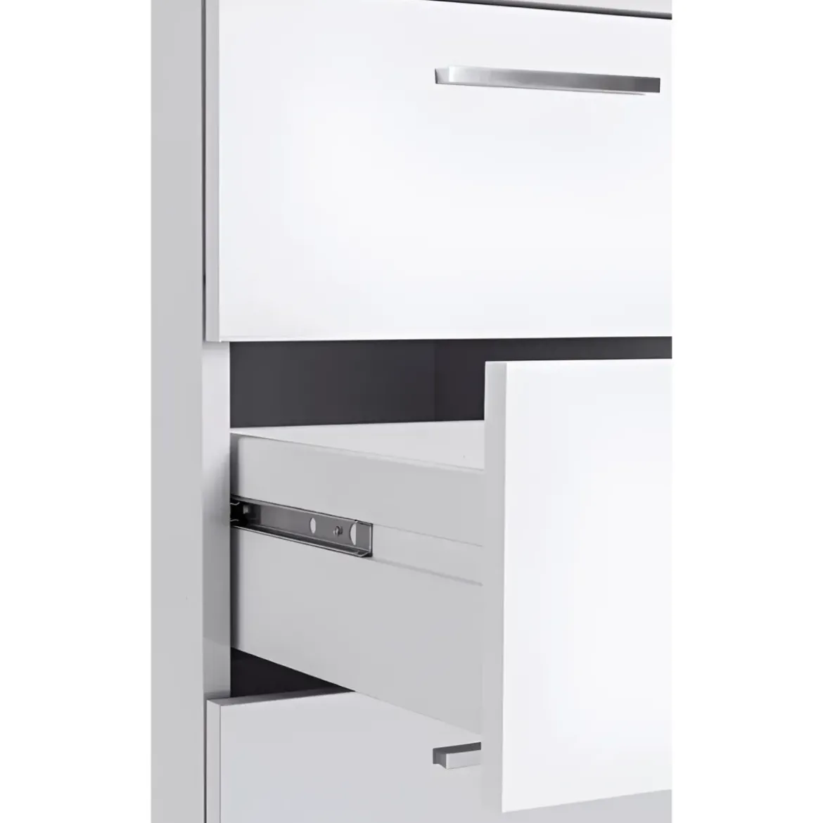 Scrivania Angolare Ufficio con Cassetti Bianco Lucido 160x60x75 cm