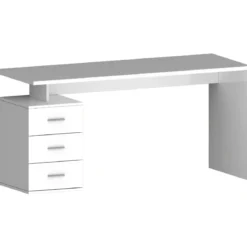 Scrivania Angolare Ufficio con Cassetti Bianco Lucido 160x60x75 cm