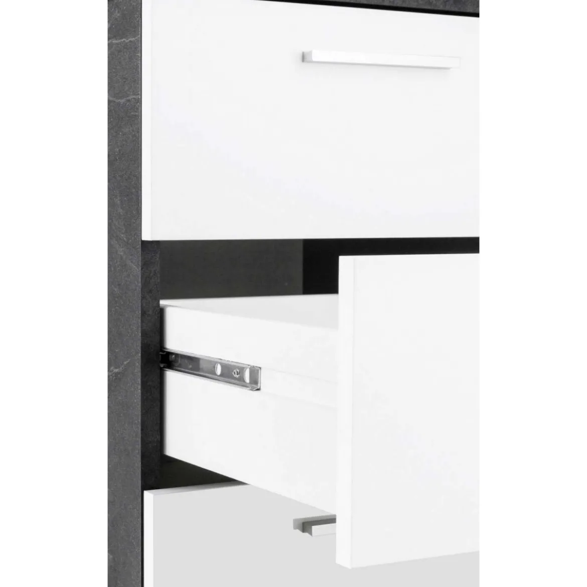 Scrivania Angolare Ufficio 180x160 cm con 3 Cassetti Bianco Grigio