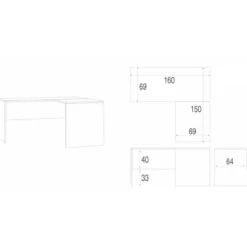 Scrivania Angolare 160x150 cm Cemento Moderna Angolo da Ufficio Studio