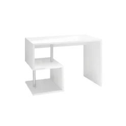 Scrivania Bianca Laccata Lucida 100 cm con Ripiani Libreria