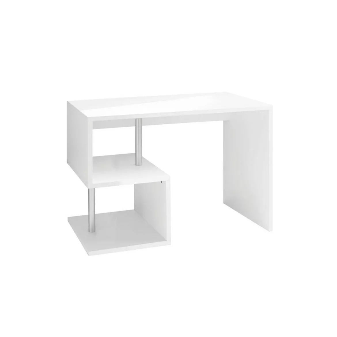 Scrivania Bianca Laccata Lucida 100 cm con Ripiani Libreria