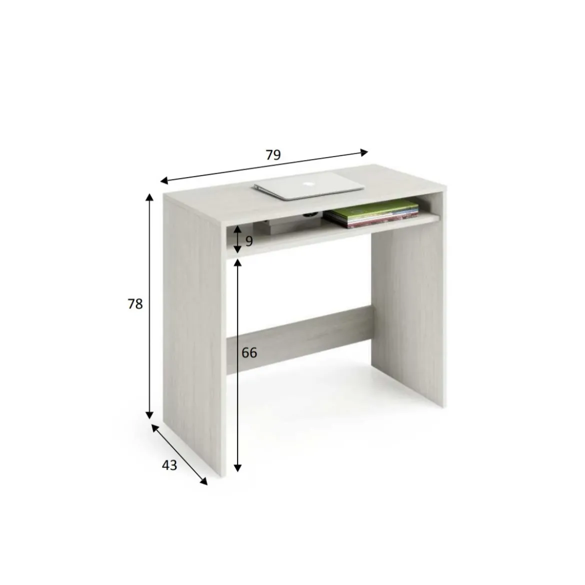 Scrivania 80 Bianca Porta Pc Salvaspazio con Ripiano Ufficio Consolle Moderna