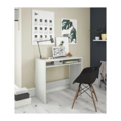 Scrivania 80 Bianca Porta Pc Salvaspazio con Ripiano Ufficio Consolle Moderna