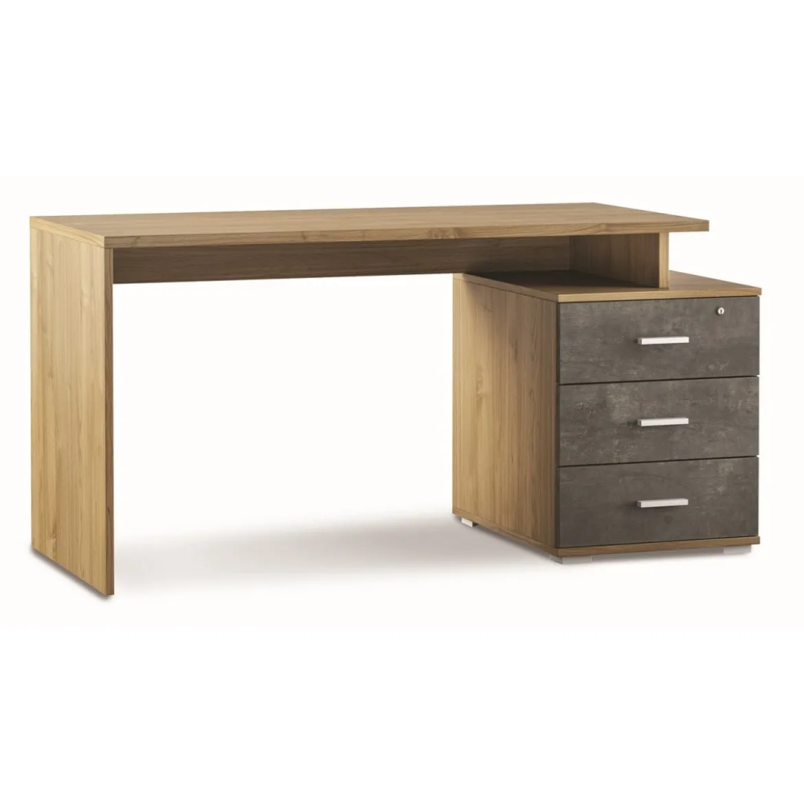 Scrivania 155 cm Noce Nero con Cassettiera in Legno Ufficio Cameretta