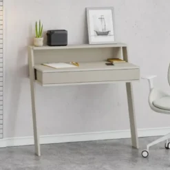 Scrivania da Parete con Cassetto Beige Cashmere Salvaspazio per Studio