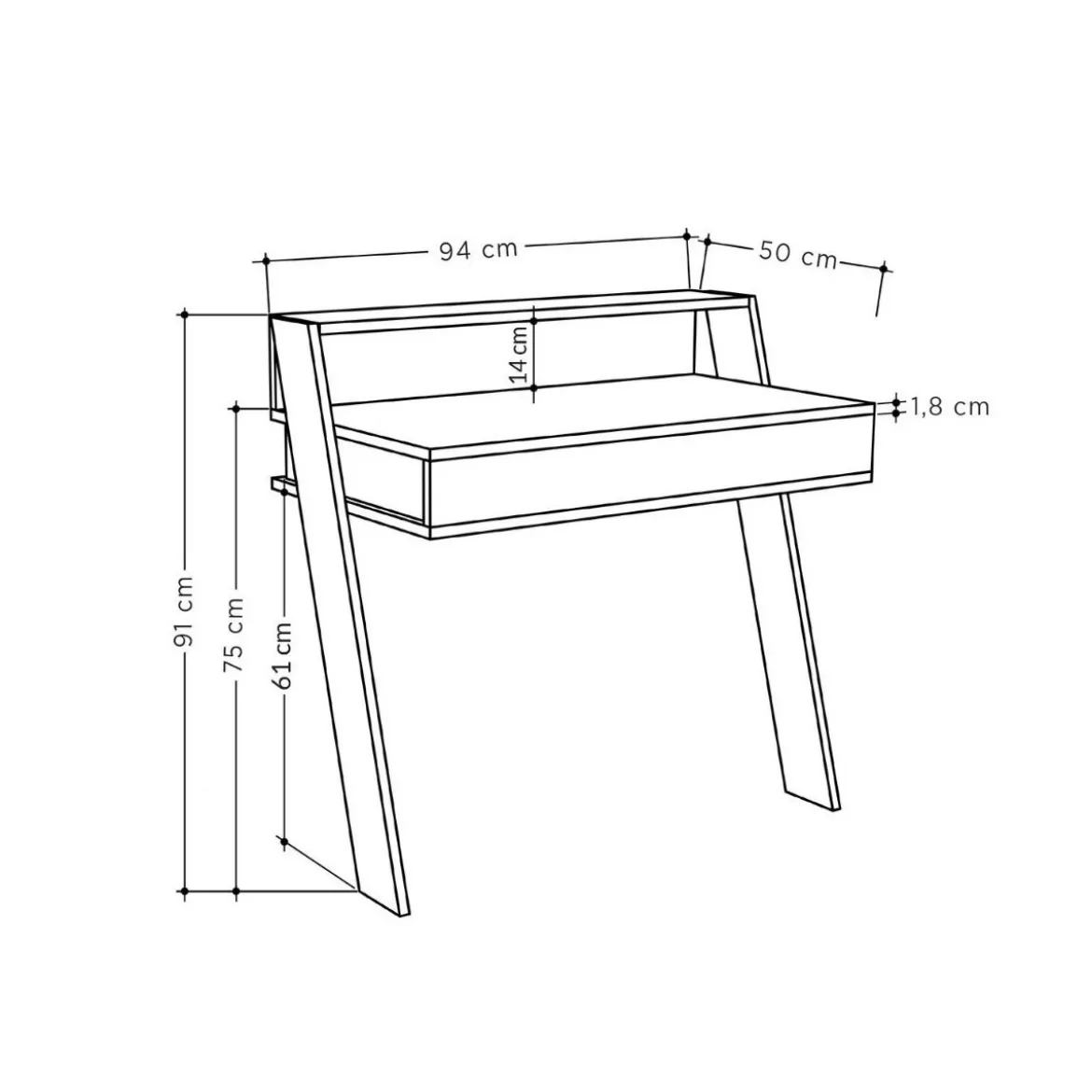Scrivania da Parete Tortora 94x50 cm per Ufficio Coworking Bordi PVC