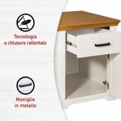 Scrivania in Legno Massello Bianco Rovere Cassetto Anta Camera Studio