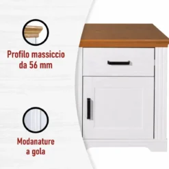 Scrivania in Legno Massello Bianco Rovere Cassetto Anta Camera Studio