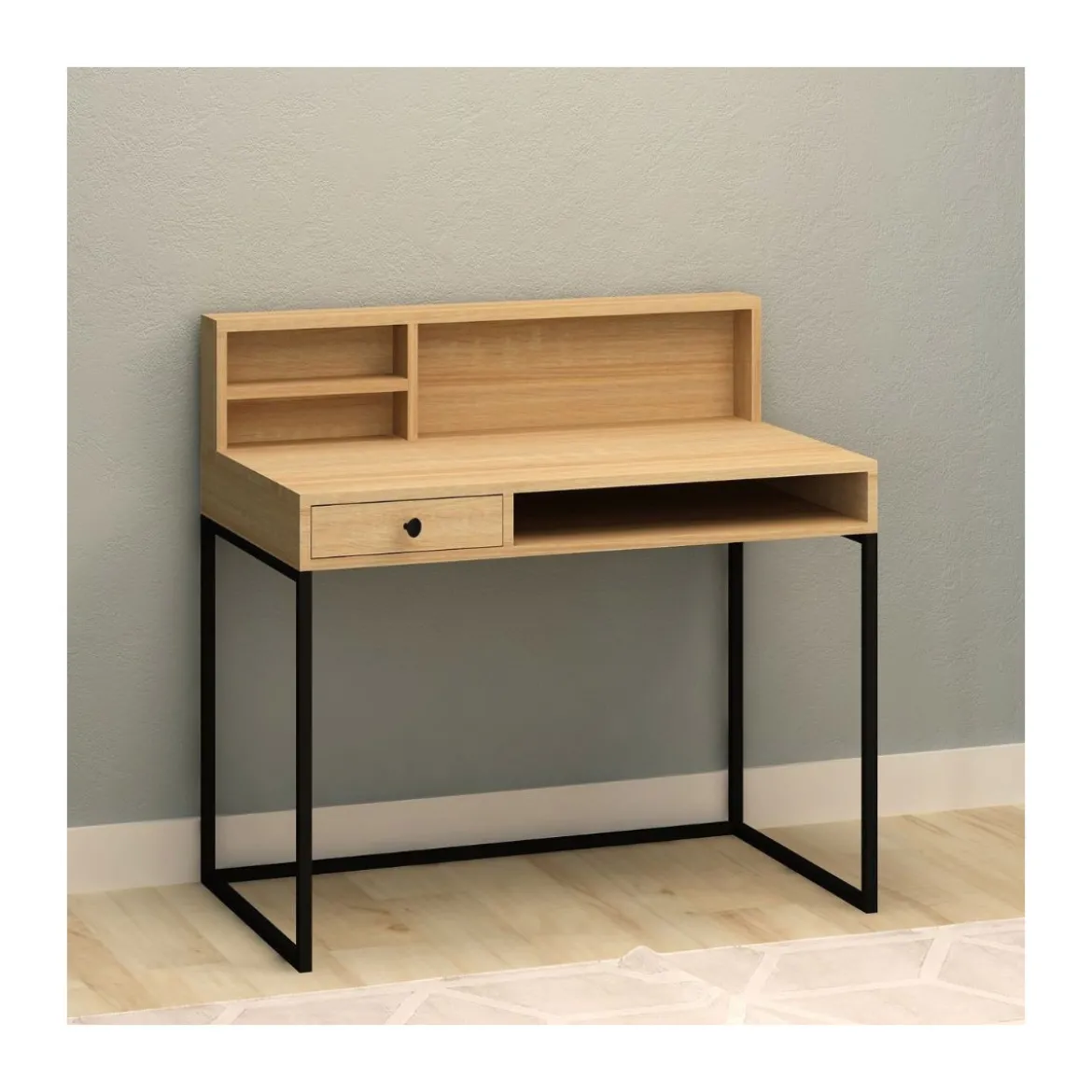 Scrivania Moderna Rovere 100x60 con Cassetto da Ufficio in Legno