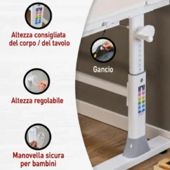 Scrivania per Bambini 120x60 Regolabile con Piano Inclinabile Cassetto