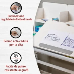Scrivania per Bambini 120x60 Regolabile con Piano Inclinabile Cassetto
