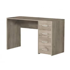 Scrivania Porta Pc per Ufficio Cameretta con Cassettiera in Legno Olmo