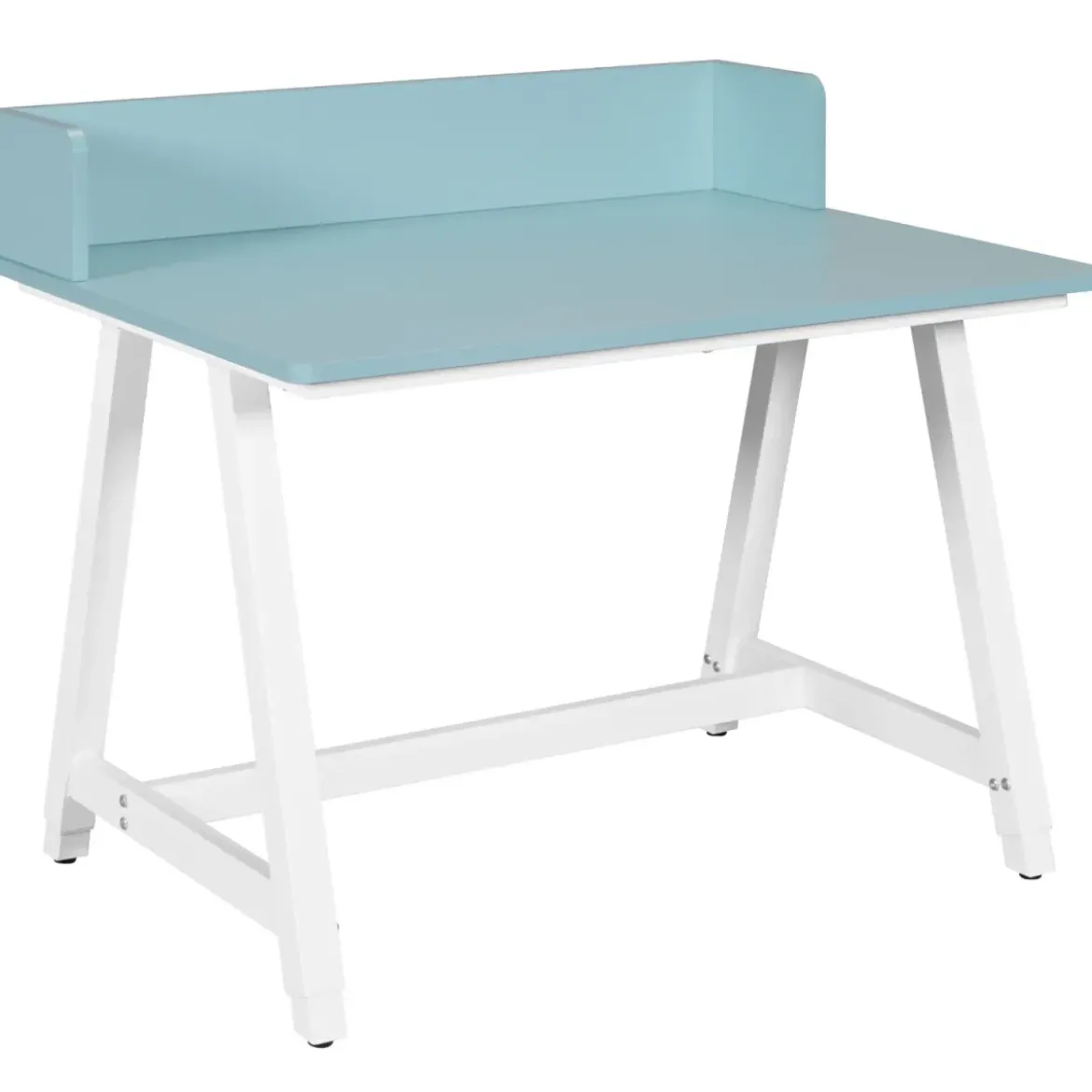 Scrivania Regolabile per Bambini 80x60 cm Bianco Azzurro Metallo MDF