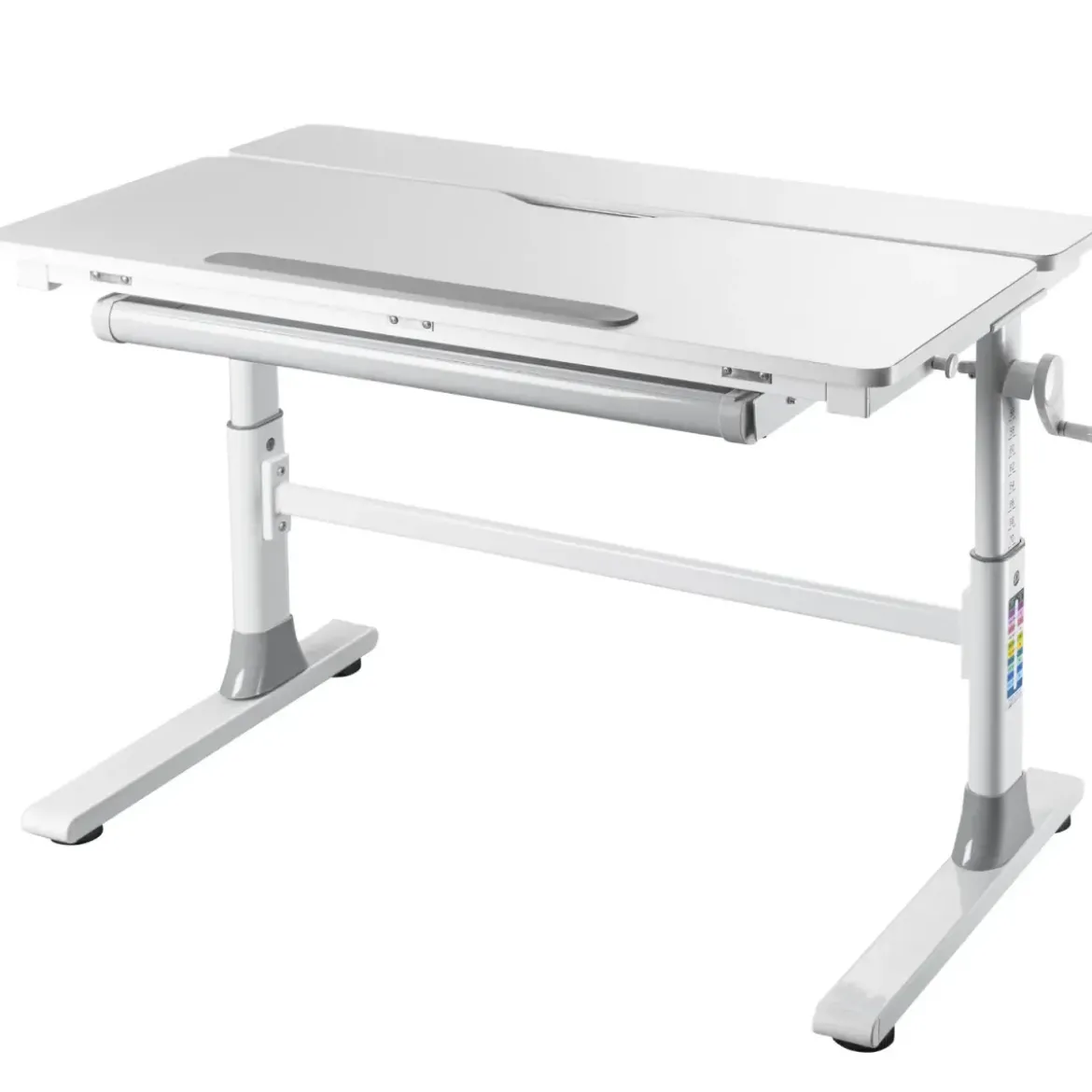 Scrivania Regolabile 100x60 cm con Piano Disegno Inclinabile Cassetto