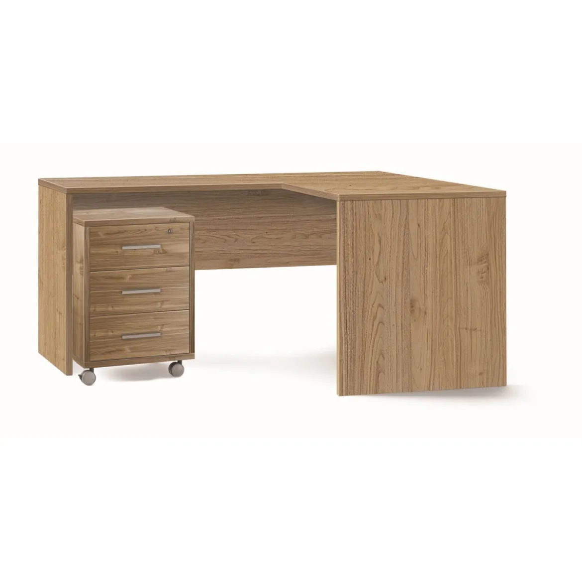 Scrivania 160x150 cm Angolare Noce Legno Moderna Angolo da Ufficio Studio