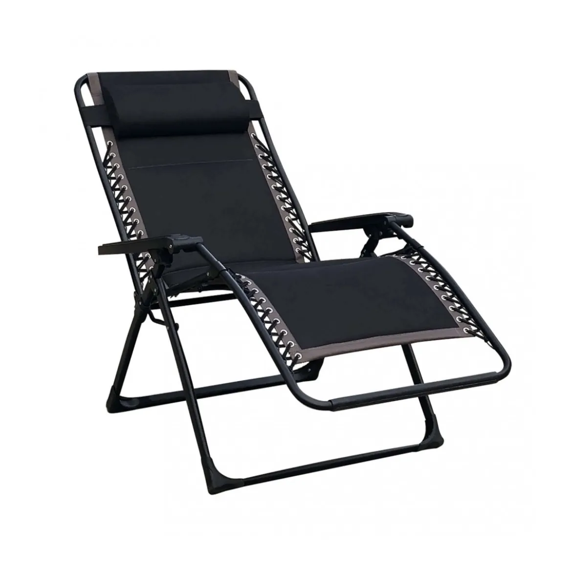 Sdraio Comfort con Braccioli Basculante Nero Spiaggia Giardino