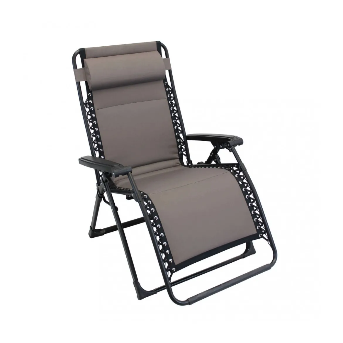 Sdraio Comfort da Esterno con Braccioli Basculante Grigio/Nero Spiaggia