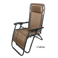 2 Sdraio Marrone Basculante Reclinabile da Giardino Esterno Poltrona Poggiapiedi