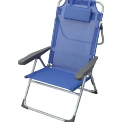 Sdraio Pieghevole Alta con Cuscino Textilene Azzurro Spiaggia Giardino