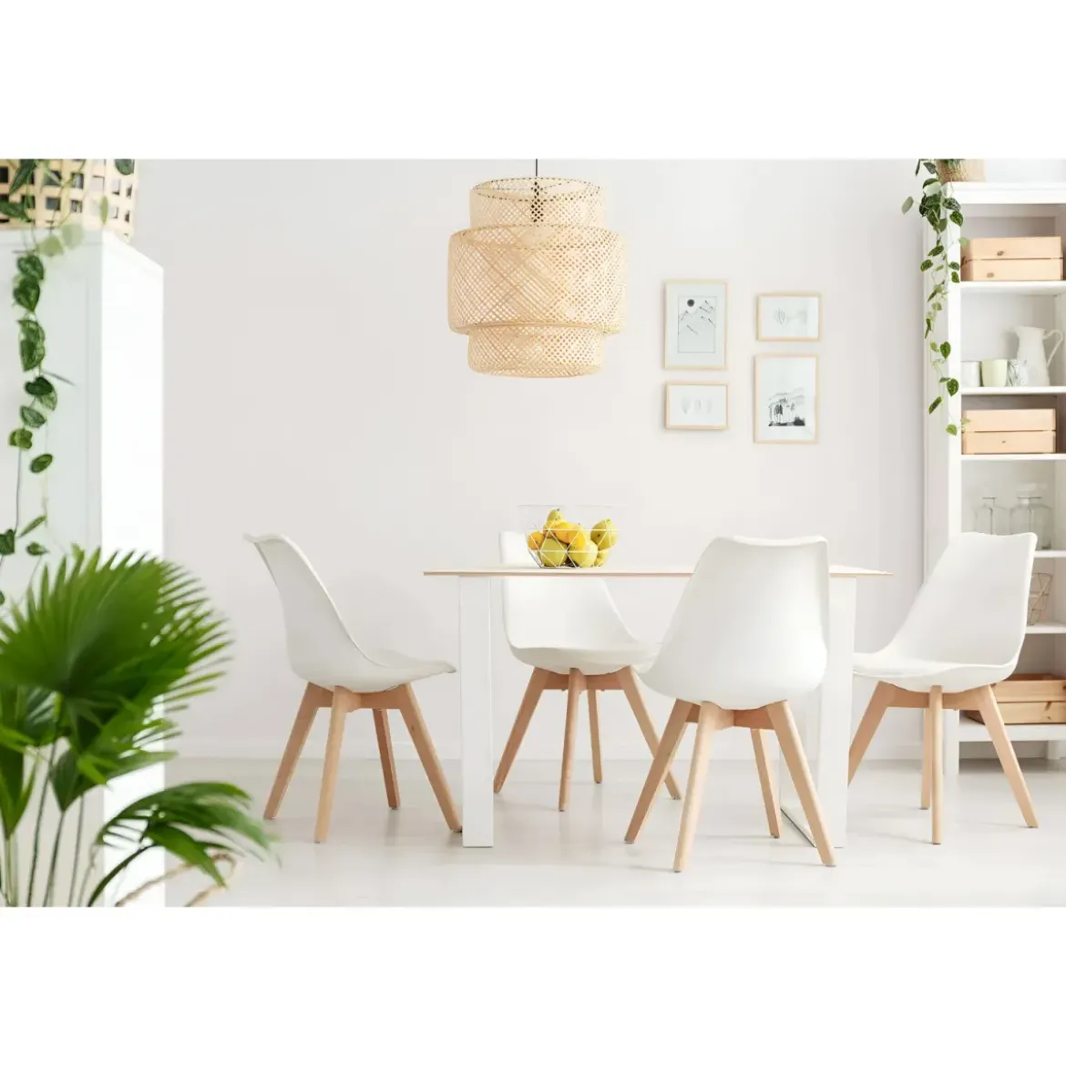 Sedia Bianca Cucina Sala da Pranzo Studio Gambe in Legno Moderna