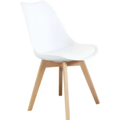 Sedia Bianca Cucina Sala da Pranzo Studio Gambe in Legno Moderna